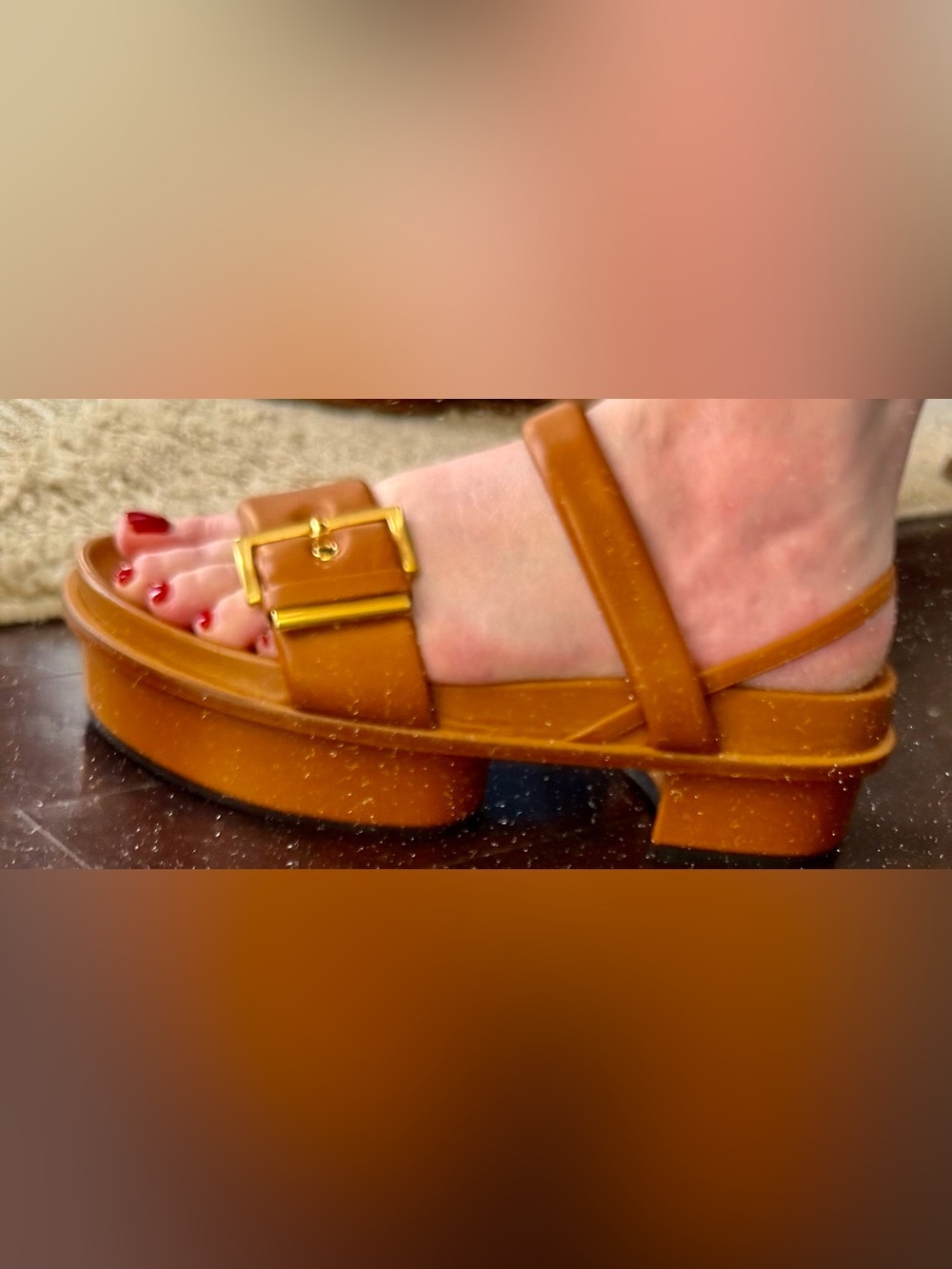 Eliza Platform Slingback Sandal in Tan - Picture 5 of 5